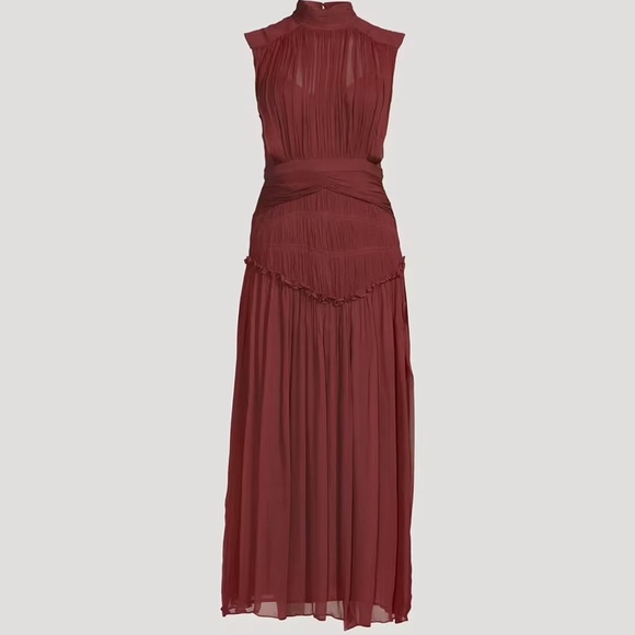 Shona Joy Clemence High Neck Midi Dress - Burgundy - Picture 4 of 4